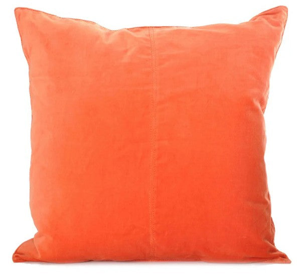 Orange cotton velvet cushion cover, 50 x 50cm, concealed back zip