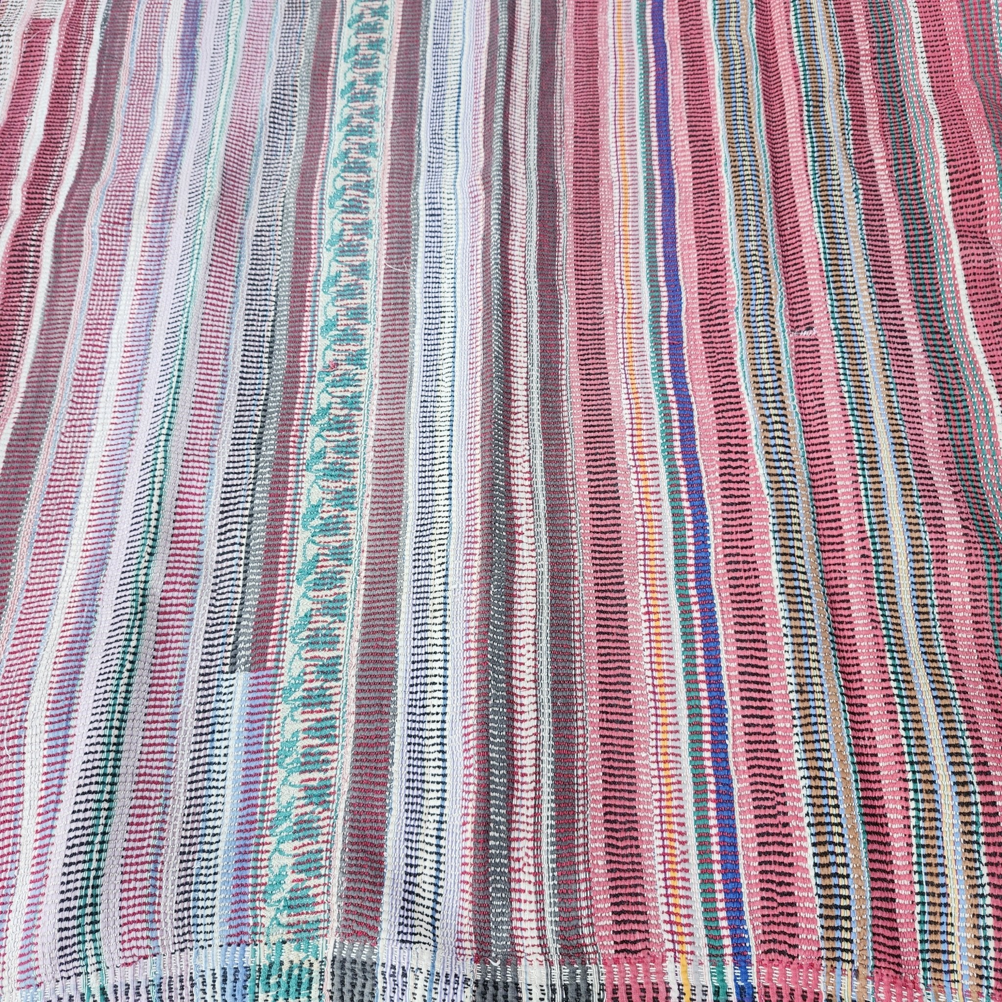 Striped regimental vintage kantha quilt, stitch detail
