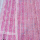 Faded pink vintage kantha quilt, running stitch, styled