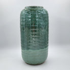 Georgina glazed ceramic vase in blue and green, 30 cm tall, handmade in Vietnam