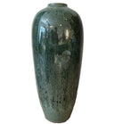 Ophelia tall slim glazed ceramic vase in blue and green, 33 cm, handmade in Vietnam