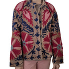 Bronze velvet jacket with suzani stitching, paisley lining