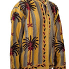 Yellow palm suzani velvet jacket, contrast striped lining