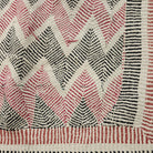 Vintage cotton kantha quilt in red zigzag pattern, 192 x 125cm