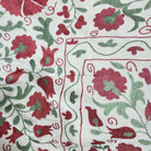 Vintage hand-embroidered suzani fabric, silk on cotton, 145 x 195cm