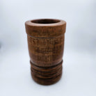 Vintage wooden pot in wax finish, 15cm diameter x 24cm high, candle or utensil holder