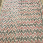 Red zigzag vintage kantha quilt, stitch detail