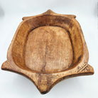 Vintage teak serving platter, natural wood grain, detail