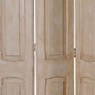 Vintage teak three-panel screen painted cream, 73cm high per panel