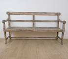 Limed teak vintage bench, solid wood, styled