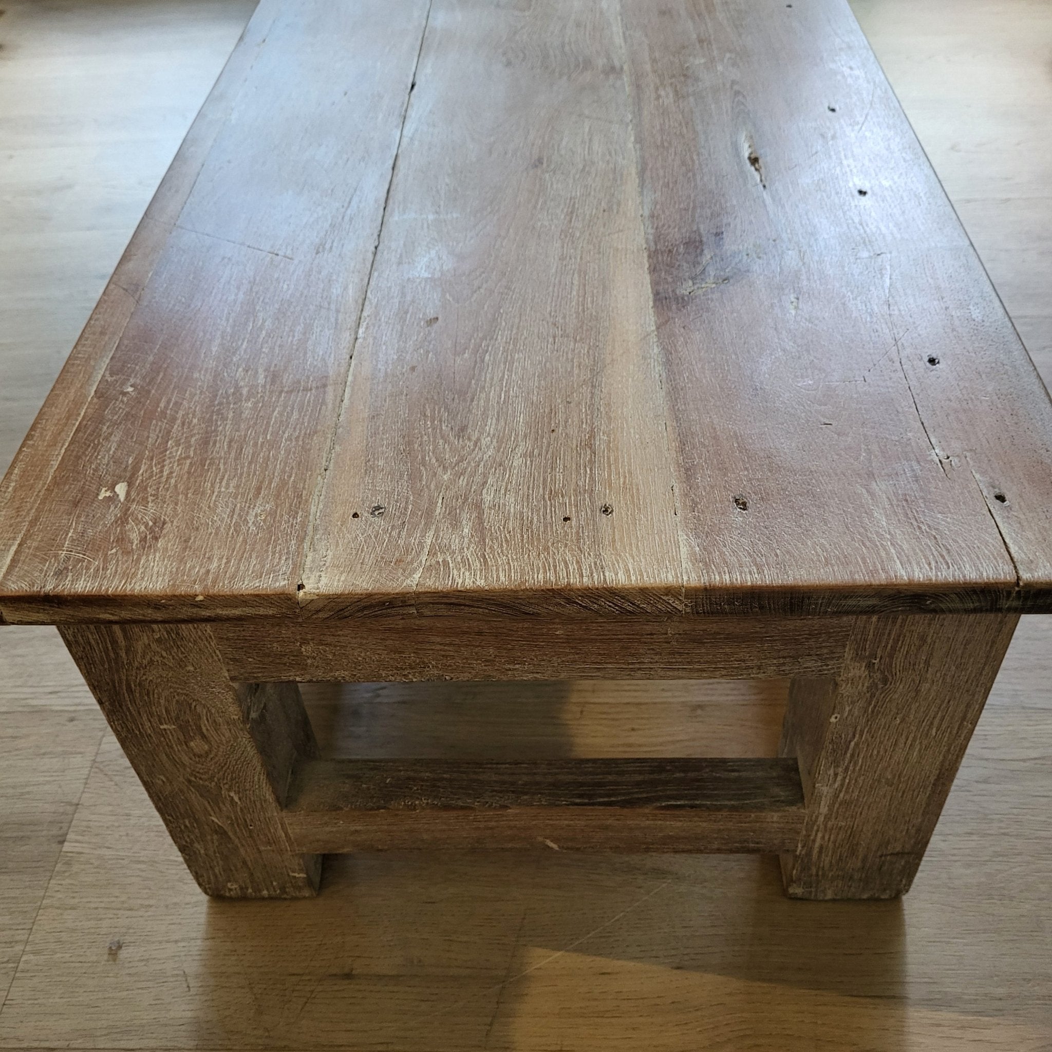 Vintage teak low table, natural finish, detail