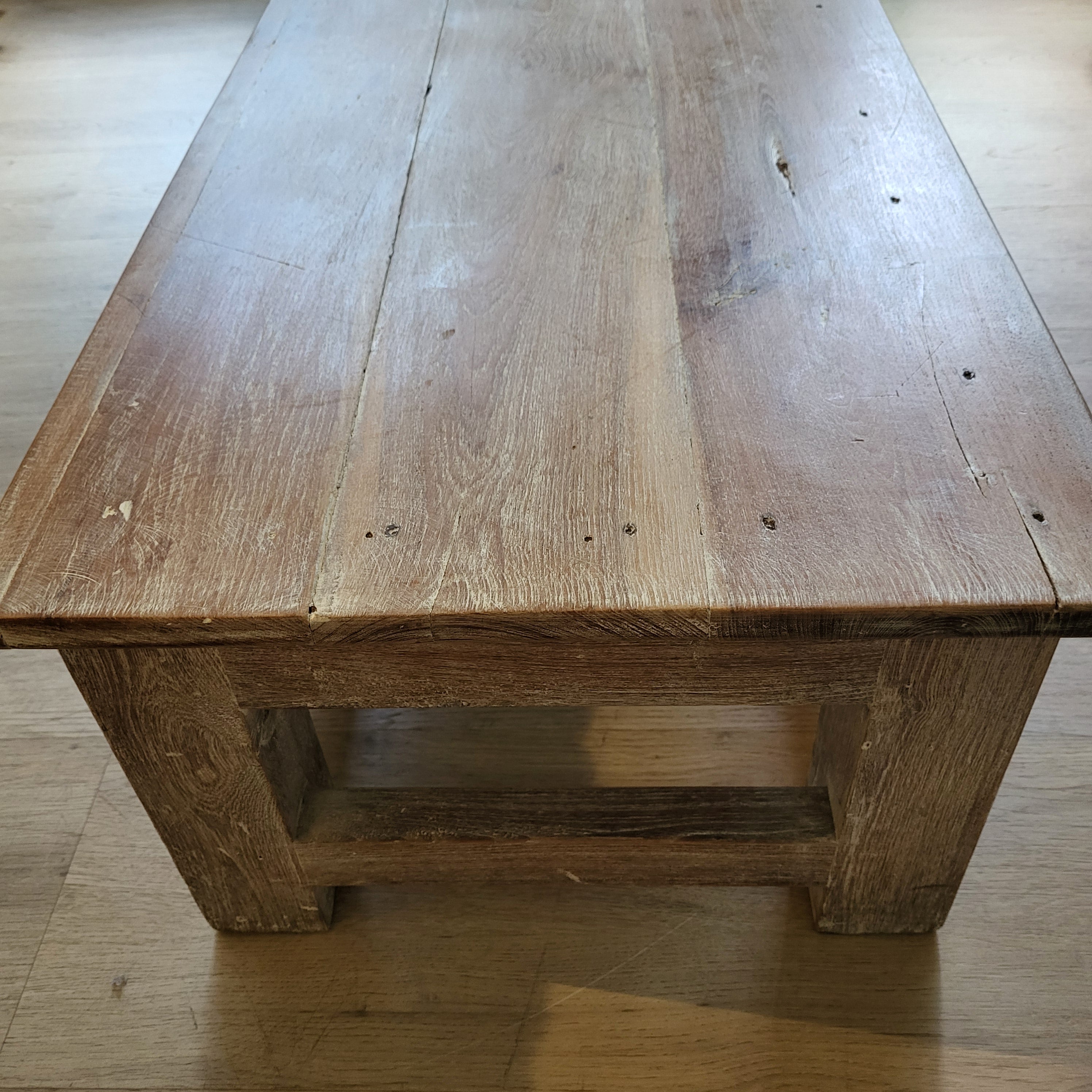 Vintage teak low table, natural finish, detail