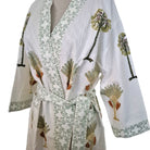 Cotton Waffle bathrobe adorned with luscious palm trees