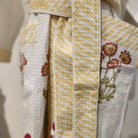 Waffle cotton bathrobe in a yellow block print