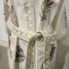 Waffle cotton bathrobe with a blue flower block print