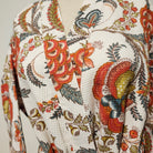 Waffle cotton dressing gown in a ginger block print