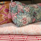 Hibiscus block-print cosmetic bag