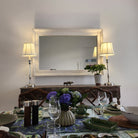 Mirror with distressed white teak frame, handmade, 100 x 149 cm