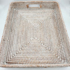 Whitewashed rattan tray, large, handwoven, styled