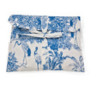 Bird and animal block print cotton cambric pyjamas, long sleeved with a pocket and contrast trim.