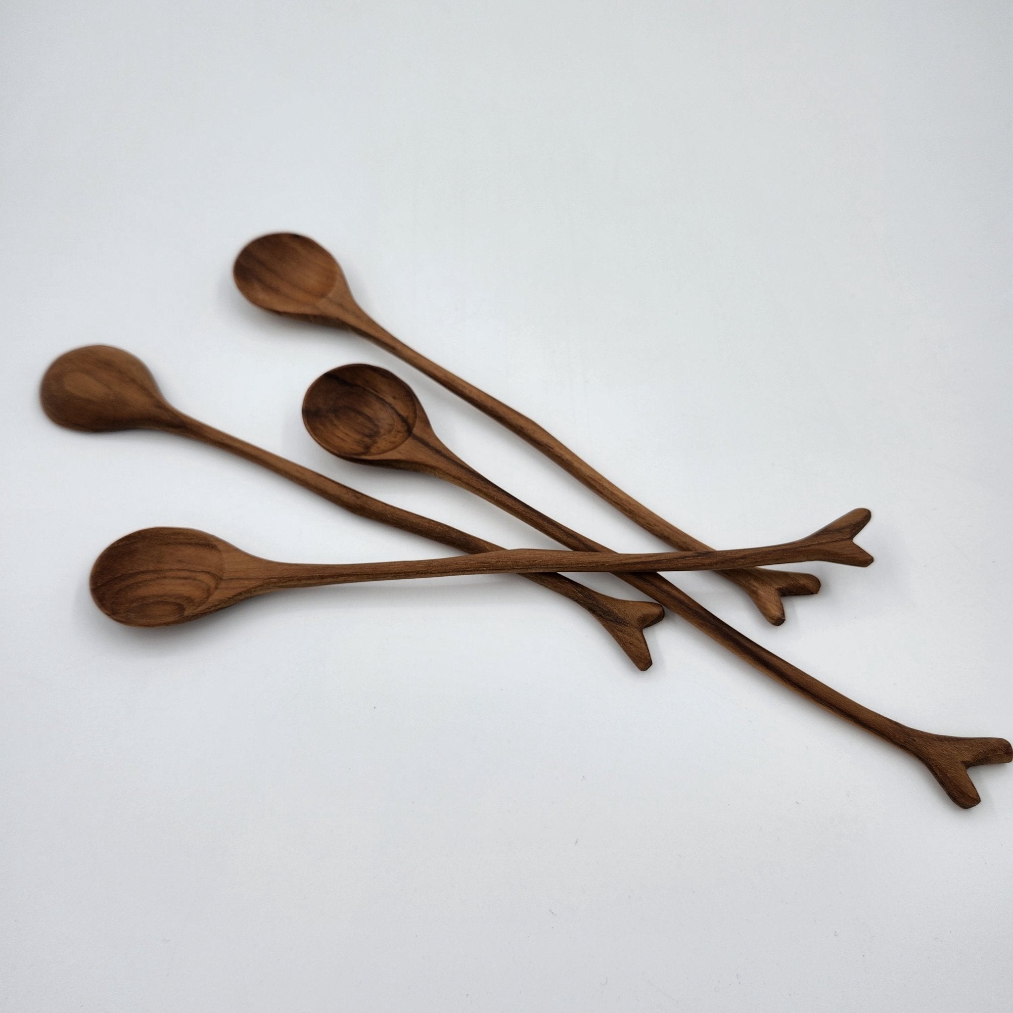 Wooden jam spoon in teak with curved handle, 19cm, for jam, honey or chutney