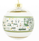 Ceramic Christmas bauble in green and gold Hong Kong willow pattern