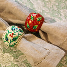 Holly napkin rings, hand-painted leaves and berries, set of six, festive