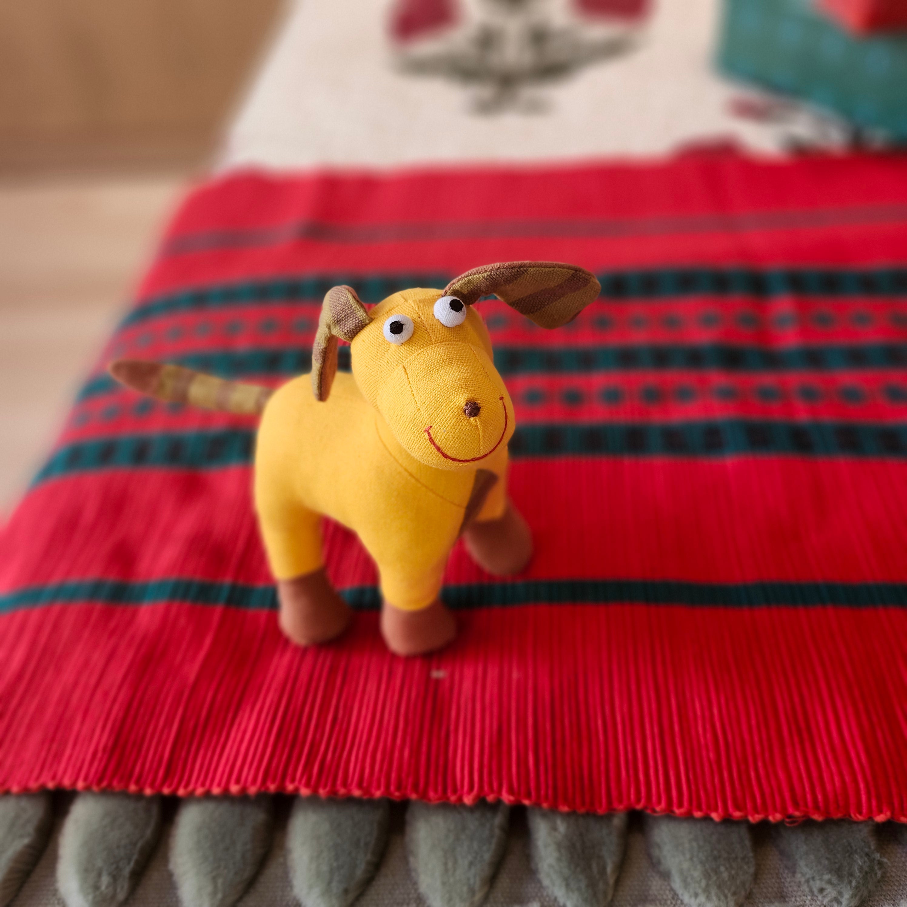 Pippin the Puppy handwoven cotton toy, festive styling