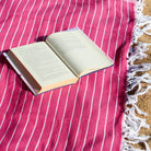 Aktif Turkish beach towel in pink, flat weave cotton, 96 x 180cm