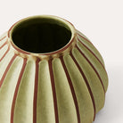Avocado Salon round vase, ribbed green terracotta, second view