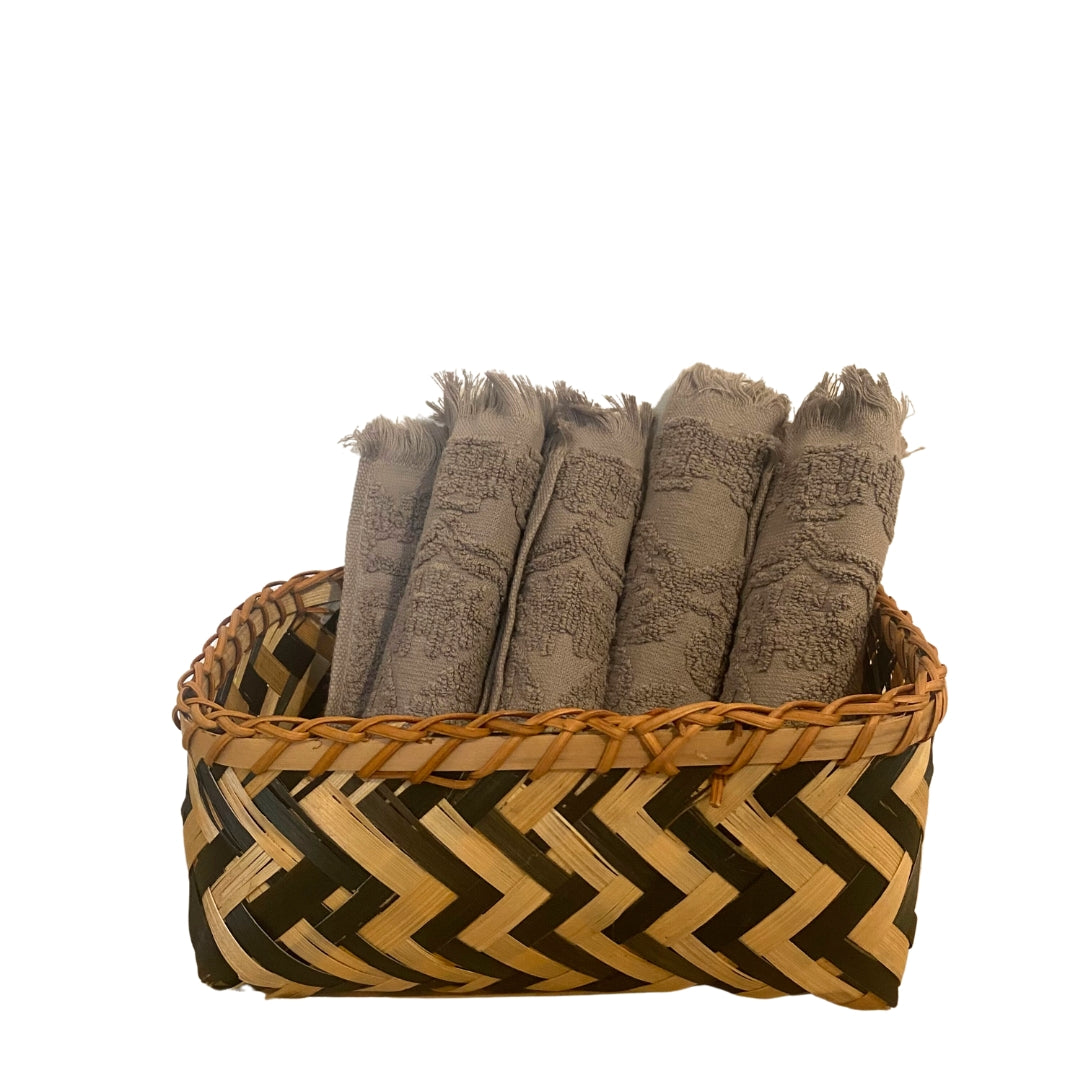 Set of 6 Bo jacquard cotton face towels in grey