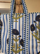 Poppy block-print shopper bag with a contrast lining