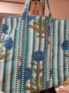 Poppy block-print quilted shopper bag with interior pocket