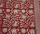 Festive red block-print cotton tablecloth