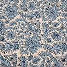Blue pheasant block-print cotton tablecloth