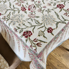 Silver Flower classic block-print tablecloth