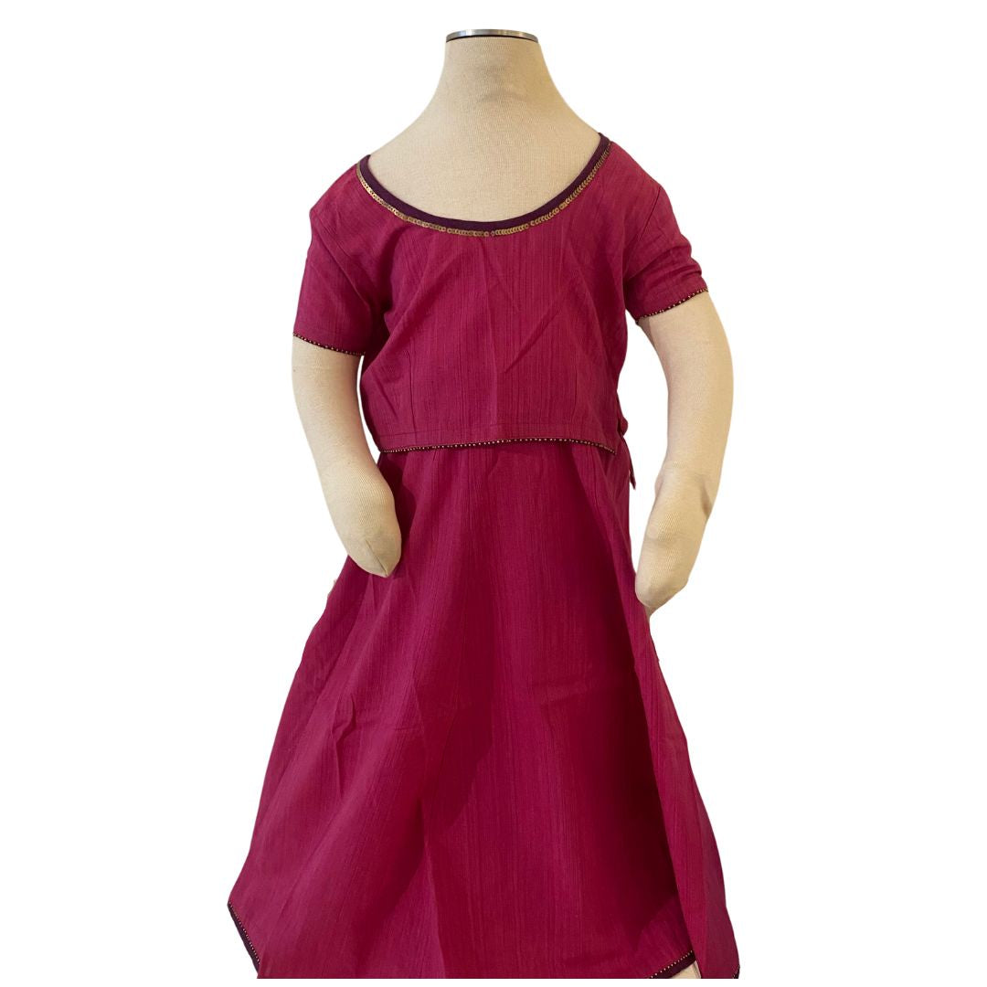 Children's Mangalgiri cotton skirt set with a sequin trim