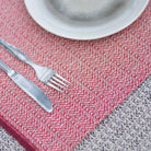 Recycled cotton placemat in red and bordeaux, 52 x 34 cm