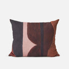 Curio cushion cover with an abstract geometric print in plum, pink and navy