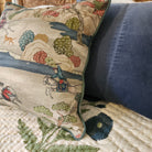 Mongolia cushion with a blue piped edge