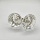 Set of 2 small faceted glass door knobs