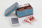 Playing card box in duke blue faux shagreen with walnut lining, 12 x 6 x 8 cm, Forwood Design