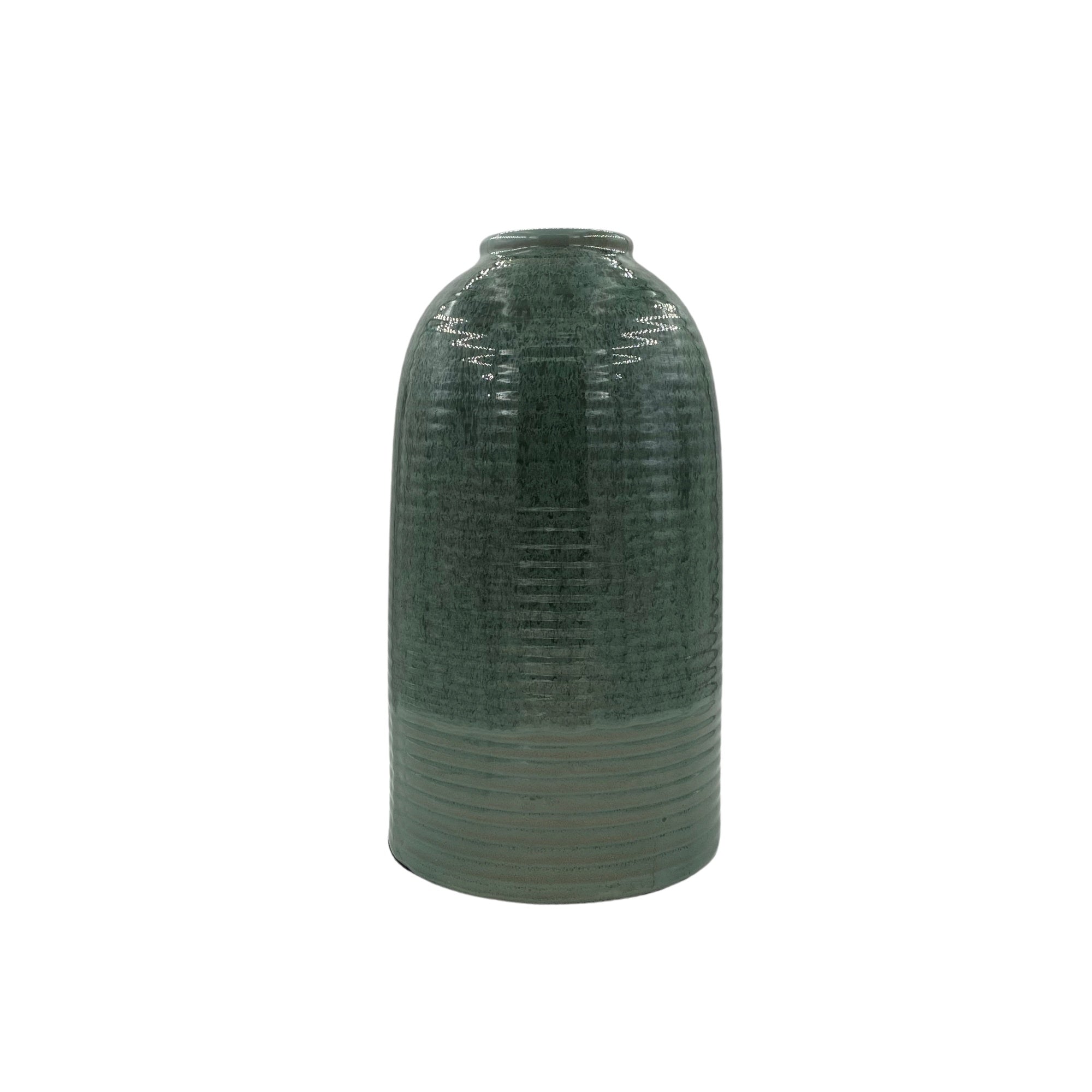 Glazed ceramic vase in subtle blue and green, for large flower arrangements