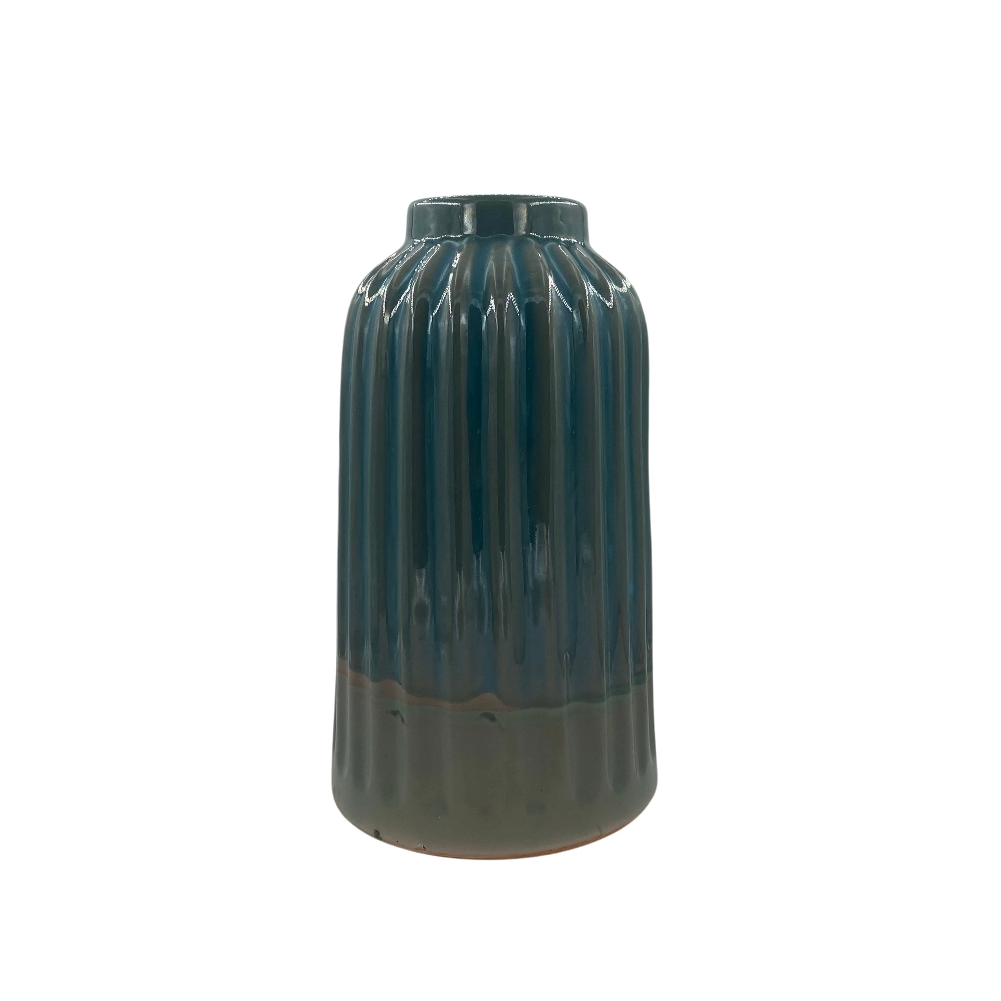 Hand-glazed ceramic vase in blue and green, decorative, Vietnam