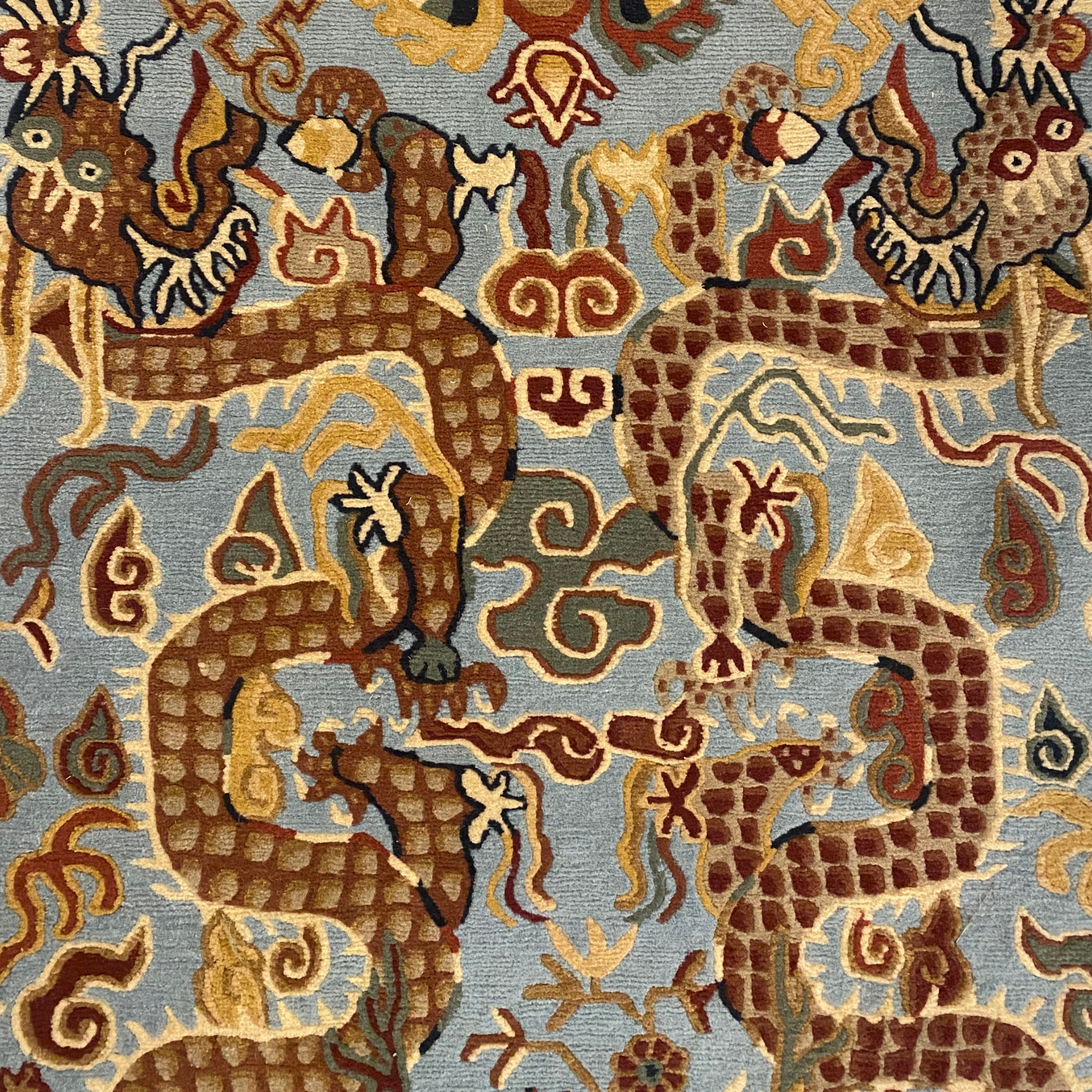 Hand-knotted dragon rug, wool, design detail, Nepal