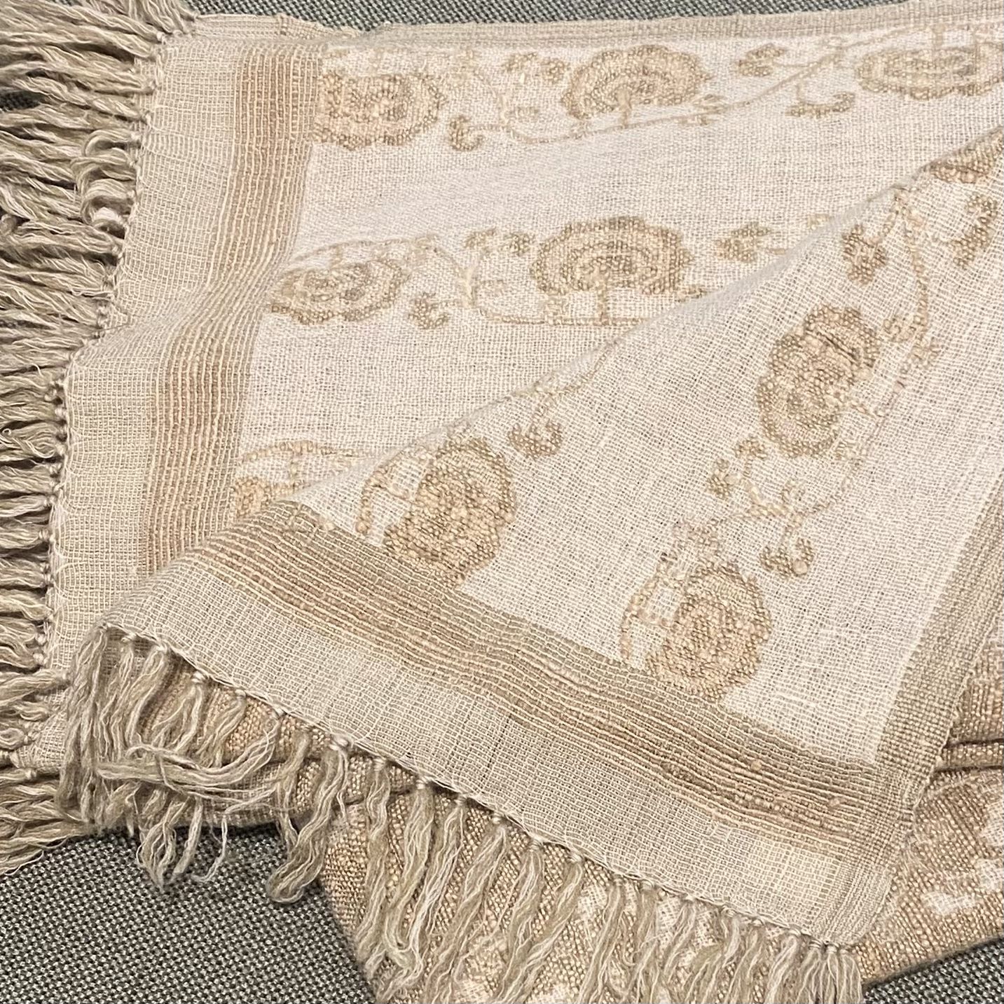Handwoven throw, assorted silk and wool