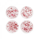 Set of 4 red ceramic coasters with Mariko Jesse Hong Kong willow-pattern illustrations