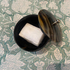 Horn powder pot for cotton wool, handcrafted