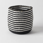 Kiondo thin stripe basket, black and white, woven sisal, 24 x 21 cm