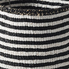 Kiondo thin stripe storage basket, black and white sisal, detail view
